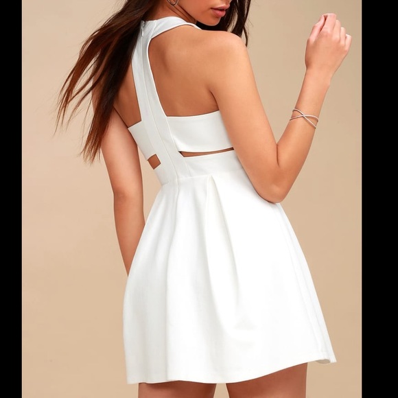 Lulus Cutout and About White Skater Dress Sz M - Picture 1 of 16